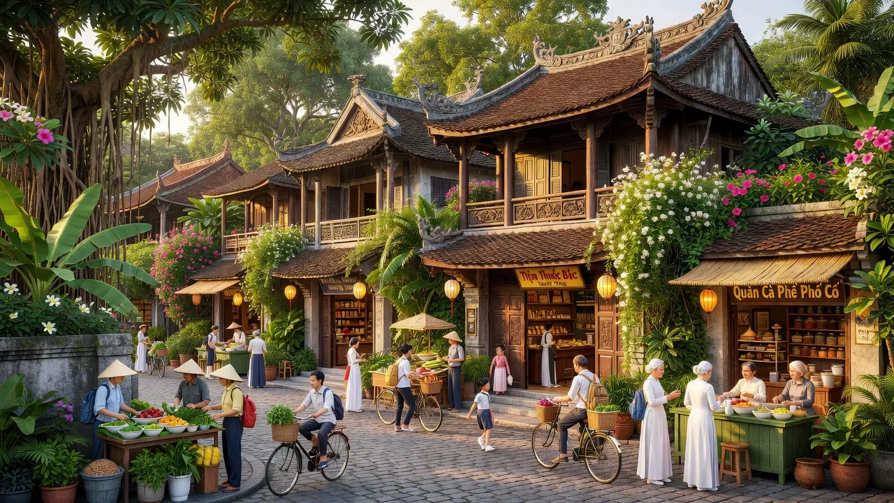 Khung cảnh bình yên tại Phường Phú Nhuận, Quận Thuận Hóa, Huế với kiến trúc truyền thống và đời sống địa phương.