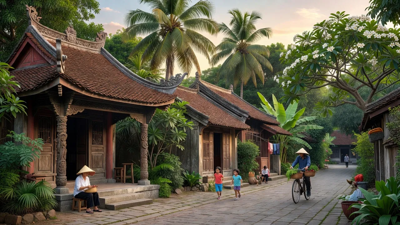 Khung cảnh yên bình tại phường Thủy Vân, Quận Thuận Hóa, thành phố Huế với kiến trúc truyền thống.