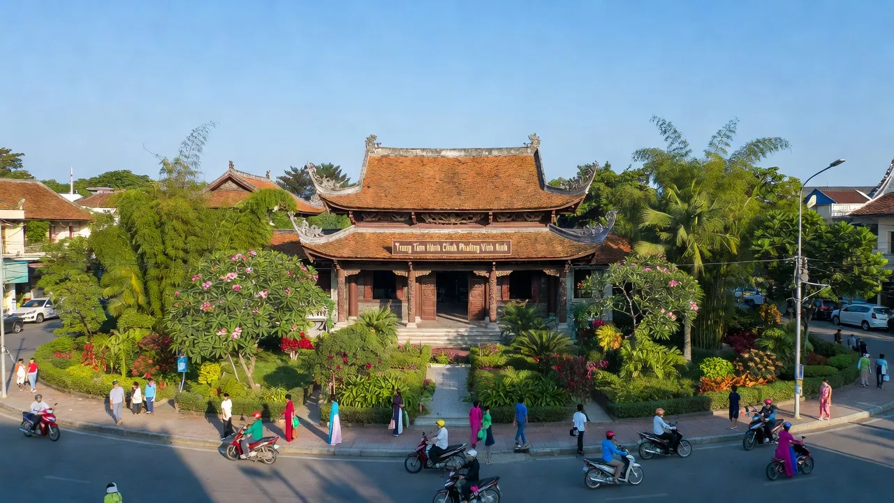 Phường Vĩnh Ninh, Quận Thuận Hóa, Thành phố Huế với kiến trúc truyền thống và không gian xanh tươi.