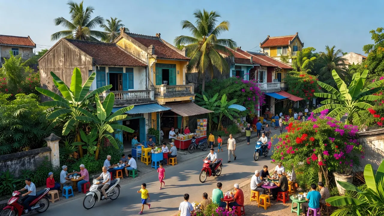 Phường Bần Yên Nhân, Thị xã Mỹ Hào, tỉnh Hưng Yên with local architecture and greenery.