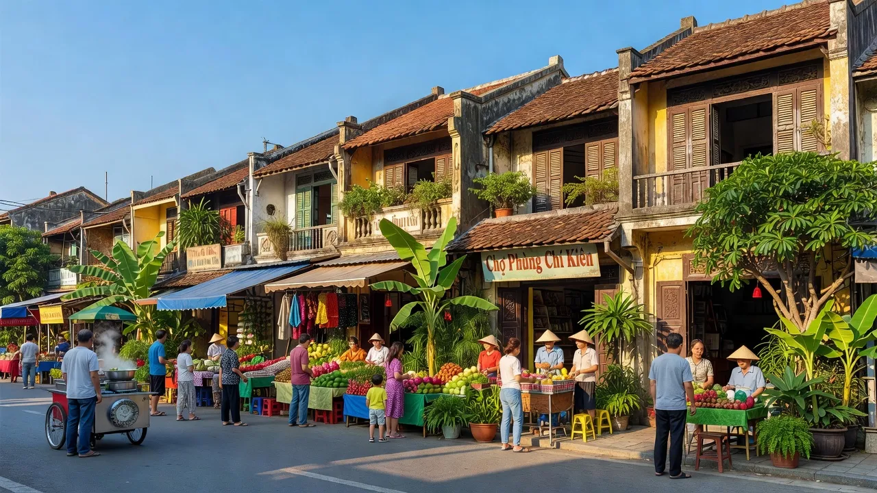 Phường Phùng Chí Kiên, Thị xã Mỹ Hào, Hưng Yên với kiến trúc truyền thống và không khí sôi động.