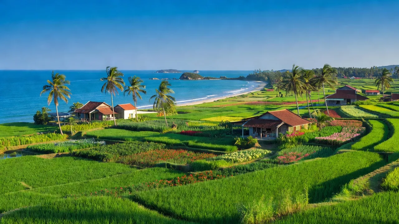 Khung cảnh bình yên tại phường Cam Lợi, thành phố Cam Ranh, với nông nghiệp và nhà truyền thống.