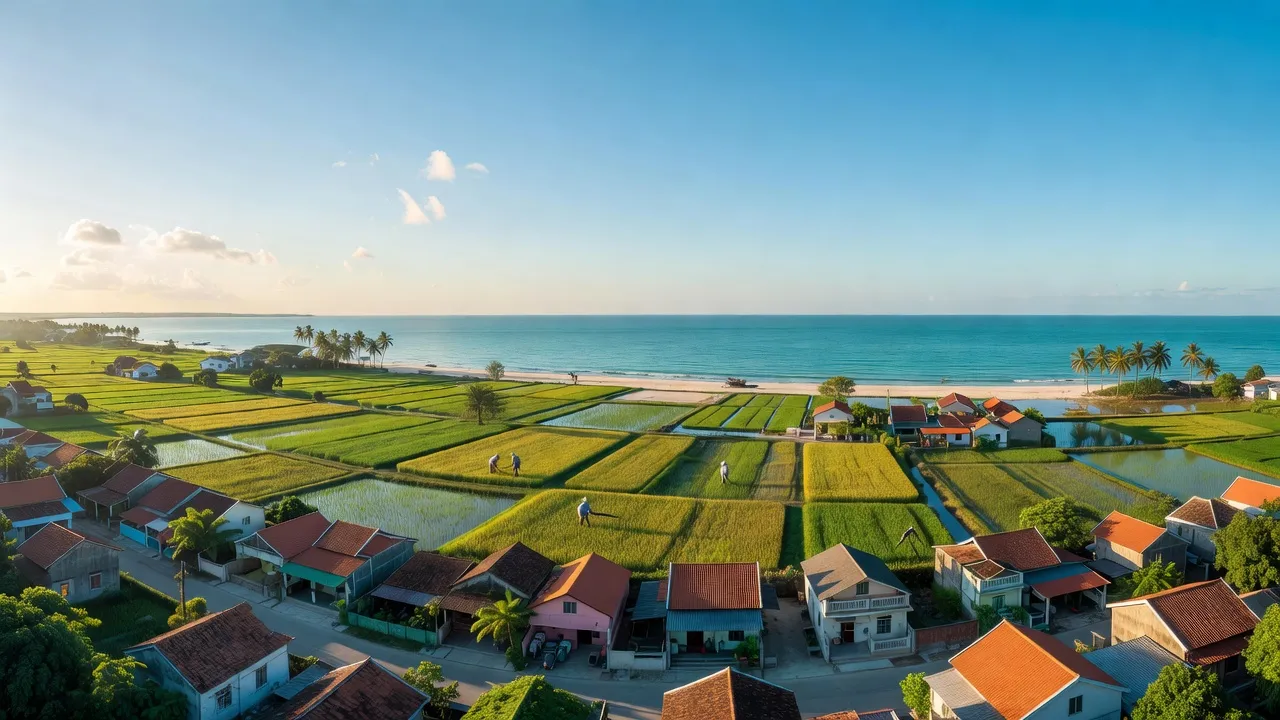 Phường Cam Lợi, thành phố Cam Ranh với cảnh biển và nông nghiệp, Khánh Hòa, Việt Nam.