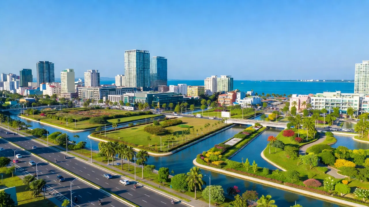 Quang cảnh Phường Cam Phú, thành phố Cam Ranh, Khánh Hòa, phát triển đô thị và không gian xanh.
