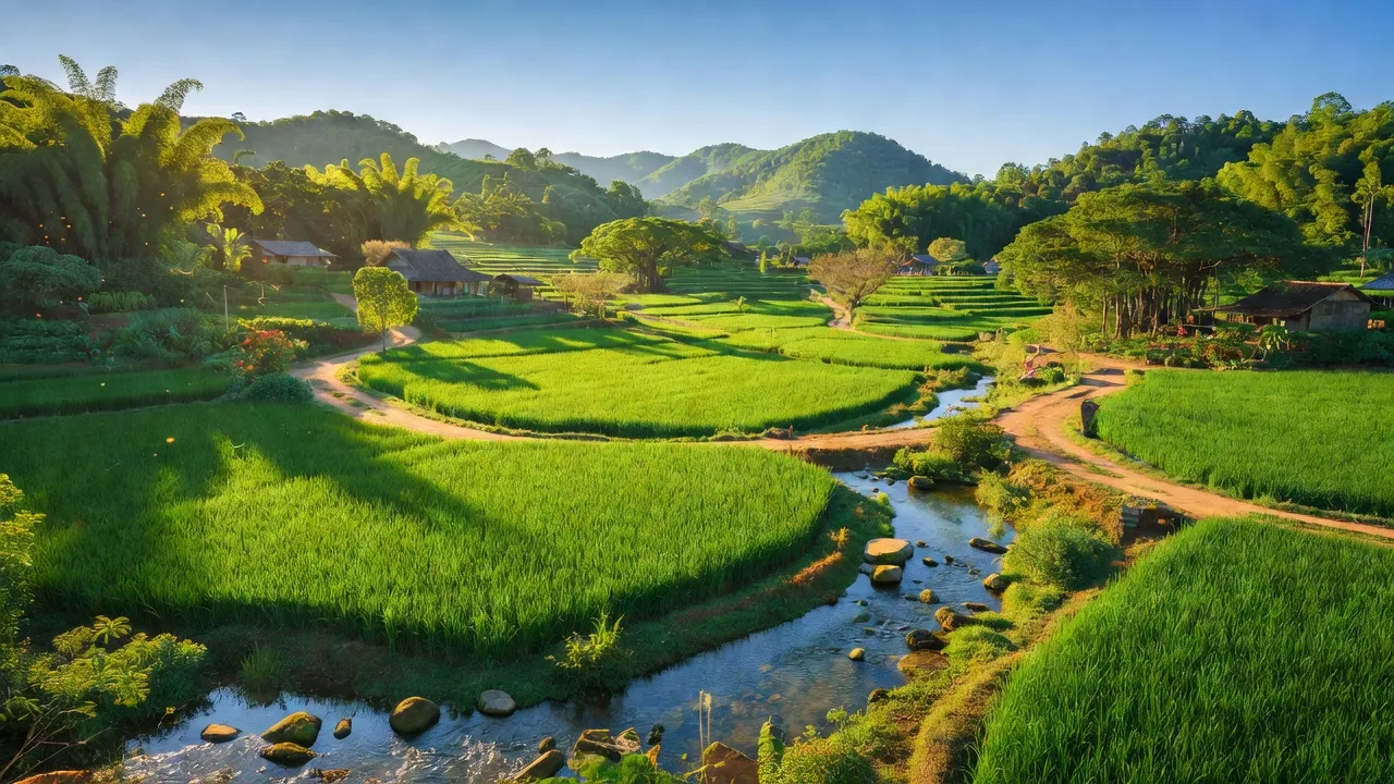 Cảnh đẹp xã Diên Tân, huyện Diên Khánh, Khánh Hòa với đồi núi và cánh đồng xanh tươi.