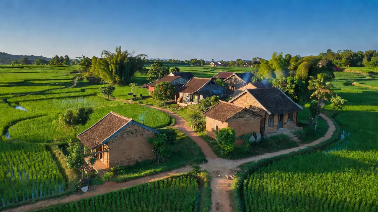 Khung cảnh xã Suối Hiệp, huyện Diên Khánh, tỉnh Khánh Hòa với nhà truyền thống và thiên nhiên xanh tốt.