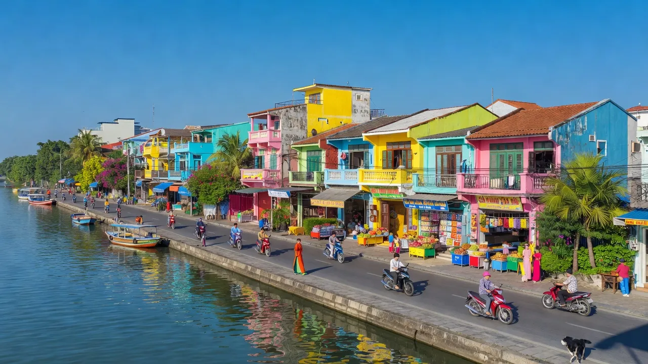 Khu dân cư Phường Phước Long, Nha Trang với nhịp sống đô thị nhộn nhịp và phong cảnh bên sông.