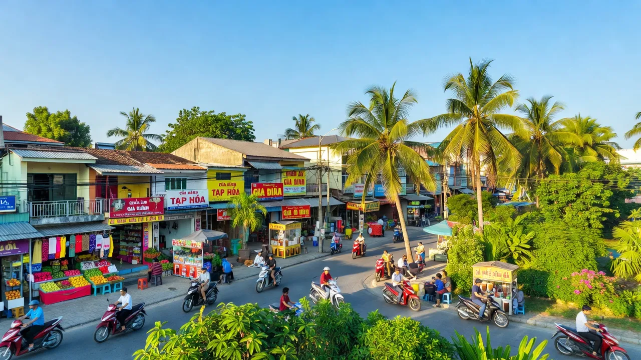 Cảnh quan Phường Ninh Hiệp, Thị xã Ninh Hòa, tỉnh Khánh Hòa với cảnh sắc sôi động.
