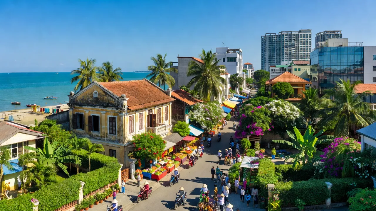 Khung cảnh Phường Ninh Thủy, Thị xã Ninh Hòa, Khánh Hòa với cuộc sống địa phương sôi động.