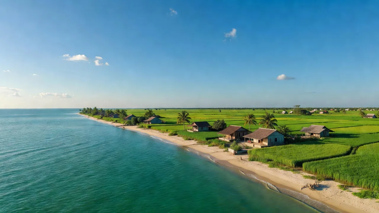 Cảnh biển xinh đẹp ở xã Vạn Bình, huyện Vạn Ninh, tỉnh Khánh Hòa, nông thôn ven biển.