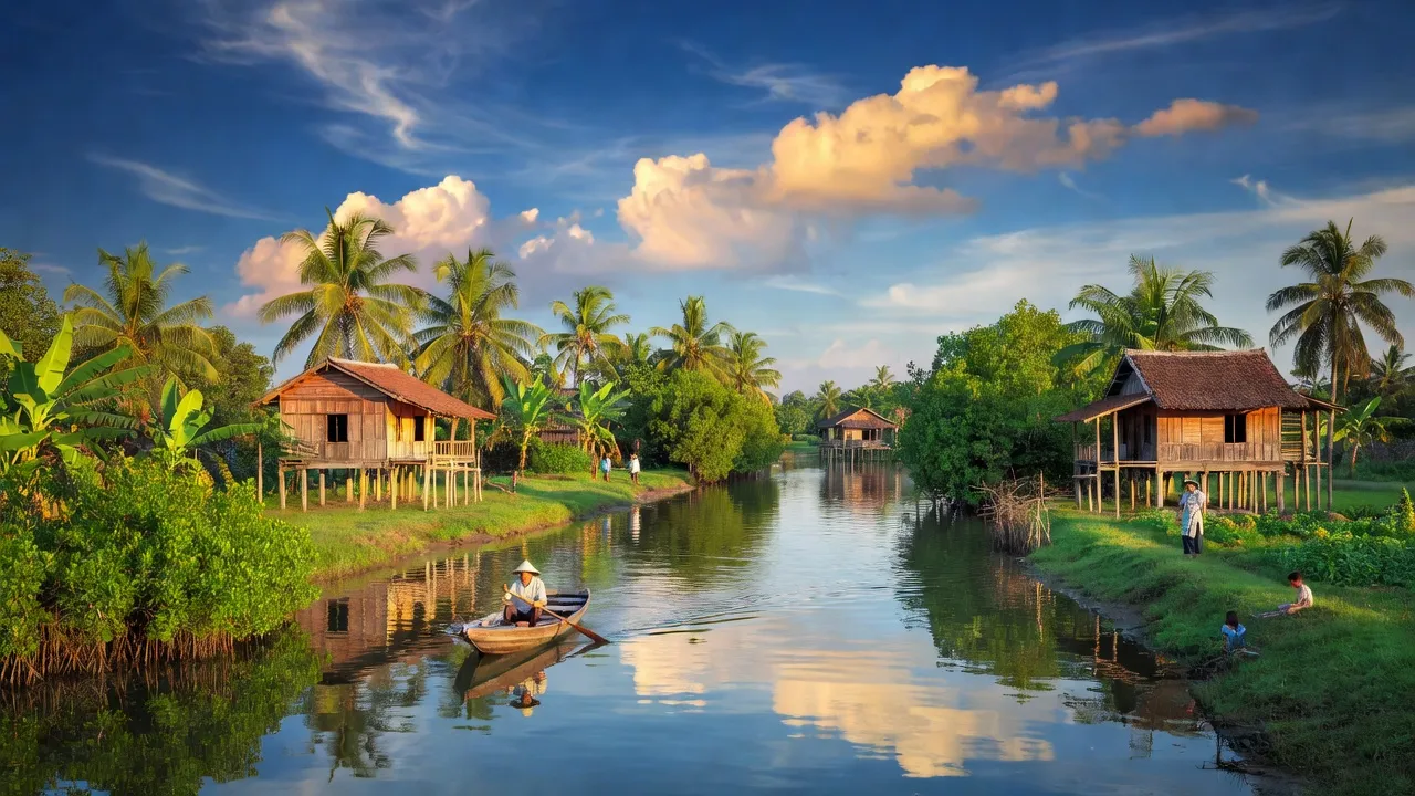 Thị trấn Thứ Ba, huyện An Biên, Kiên Giang, cảnh quan xanh tươi bên kênh Xẻo Rô.