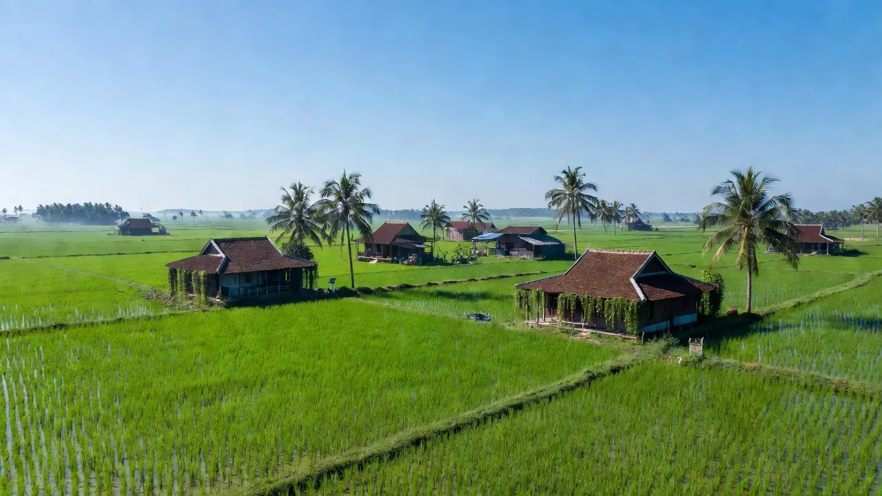 Cảnh đẹp xã Vân Khánh Đông, huyện An Minh, tỉnh Kiên Giang với cánh đồng xanh mướt.