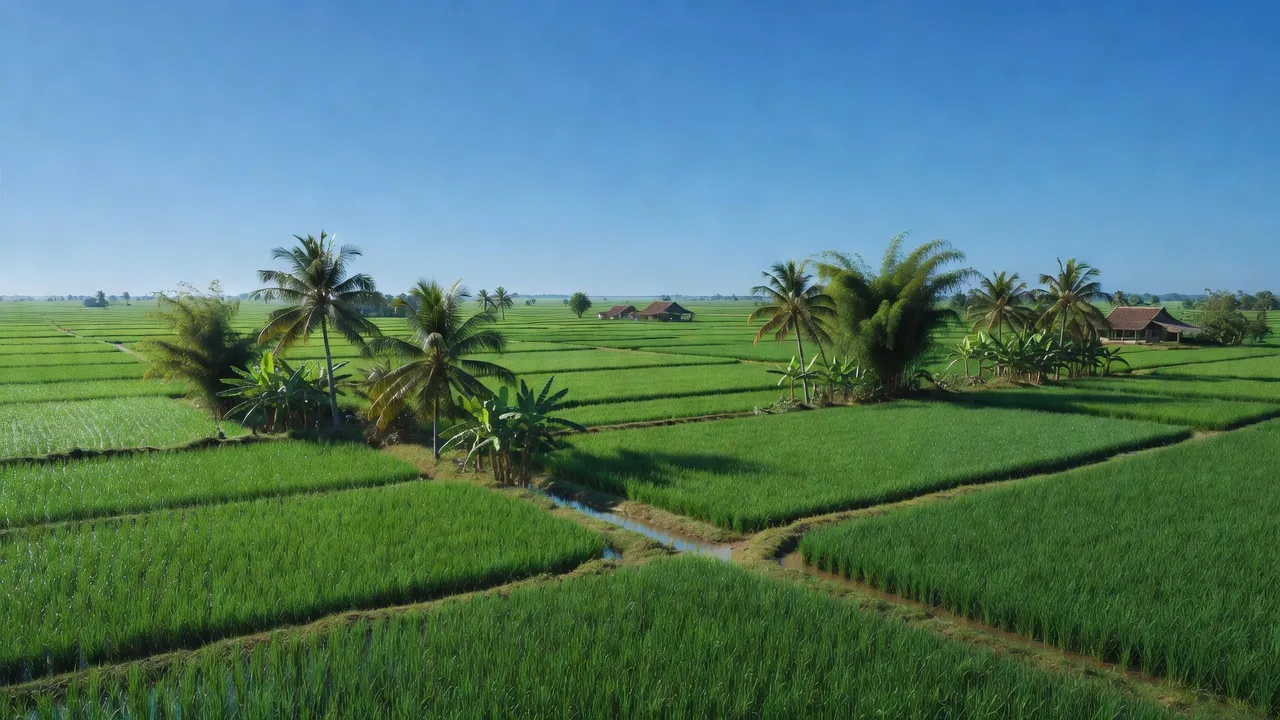 Xã Thạnh Hòa, huyện Giồng Riềng, Kiên Giang với cánh đồng xanh, không khí nông nghiệp bình yên.