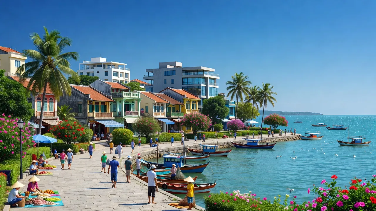 Phường Tô Châu, Hà Tiên, Kiên Giang, hình ảnh cảnh biển tại đô thị ven biển tươi đẹp.