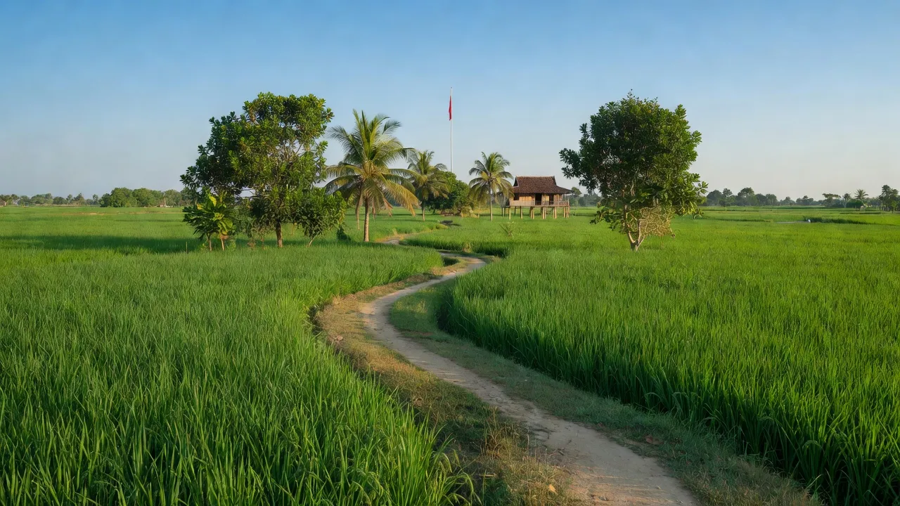 Cảnh quan thiên nhiên xanh tươi xã Thổ Sơn, Huyện Hòn Đất, Kiên Giang, cây cối, đường nhỏ. Natural landscape