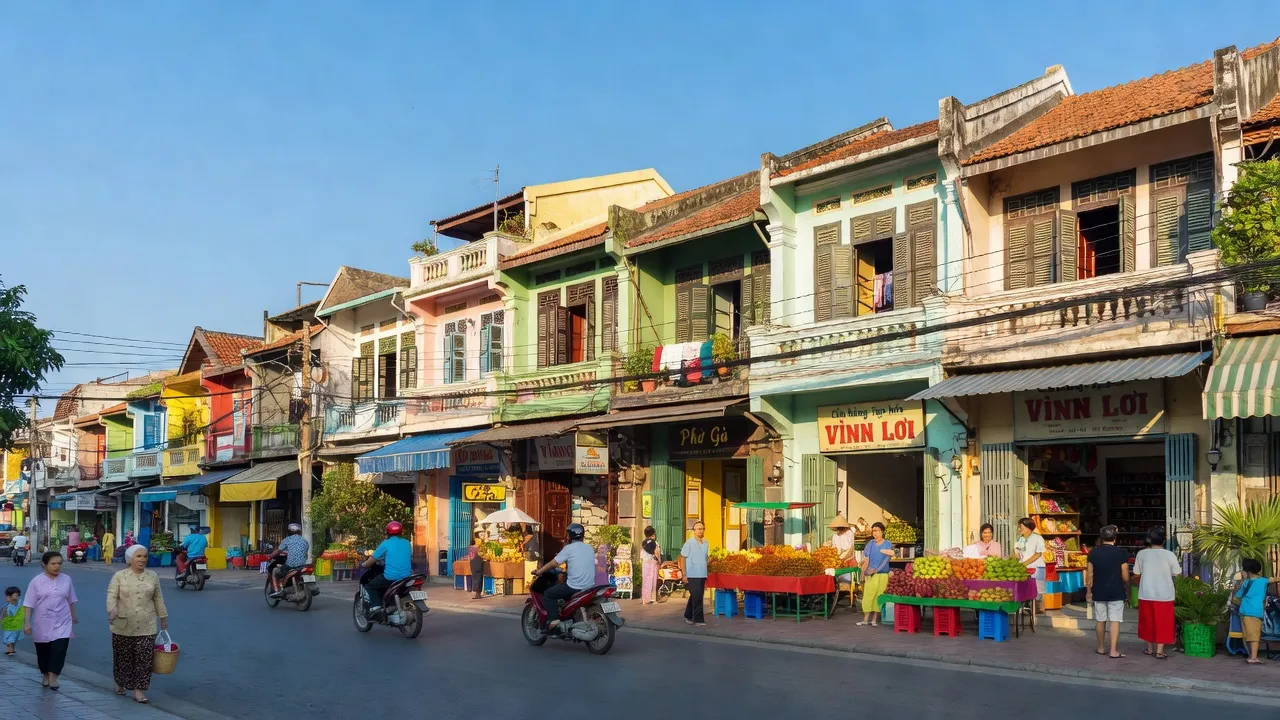 Khung cảnh yên bình tại phường Vĩnh Lợi, thành phố Rạch Giá, Kiên Giang, với đời sống cộng đồng sôi động.