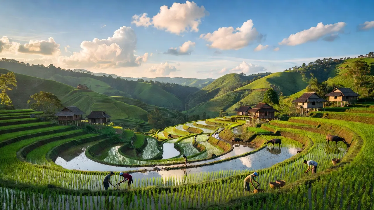 Cảnh quan xã Đắk Blô, huyện Đắk Glei, tỉnh Kon Tum, với đồi núi và thung lũng xanh tươi.