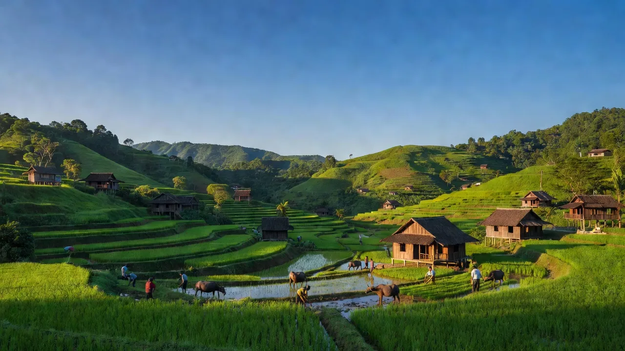 Phong cảnh Xã Đắk Nhoong, huyện Đắk Glei, tỉnh Kon Tum với đồi núi và thung lũng xanh tươi.