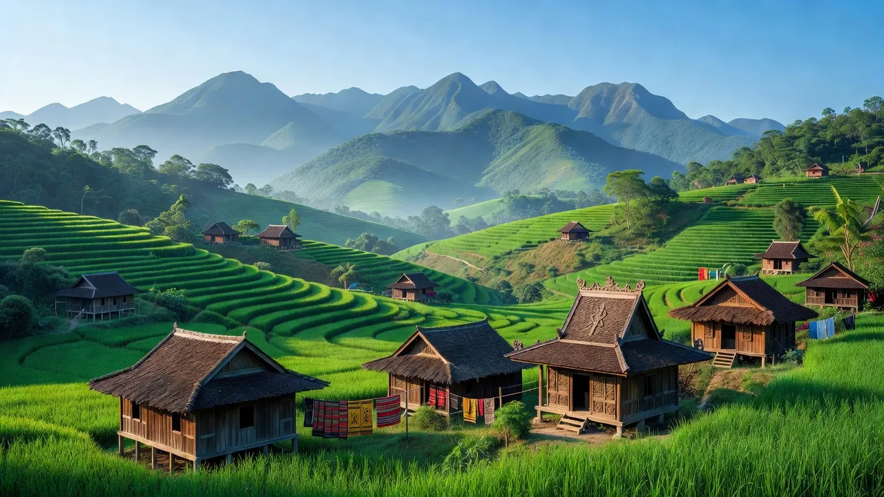 Cảnh đẹp xã Măng Buk, huyện Kon Plông, tỉnh Kon Tum với núi rừng, thung lũng xanh.