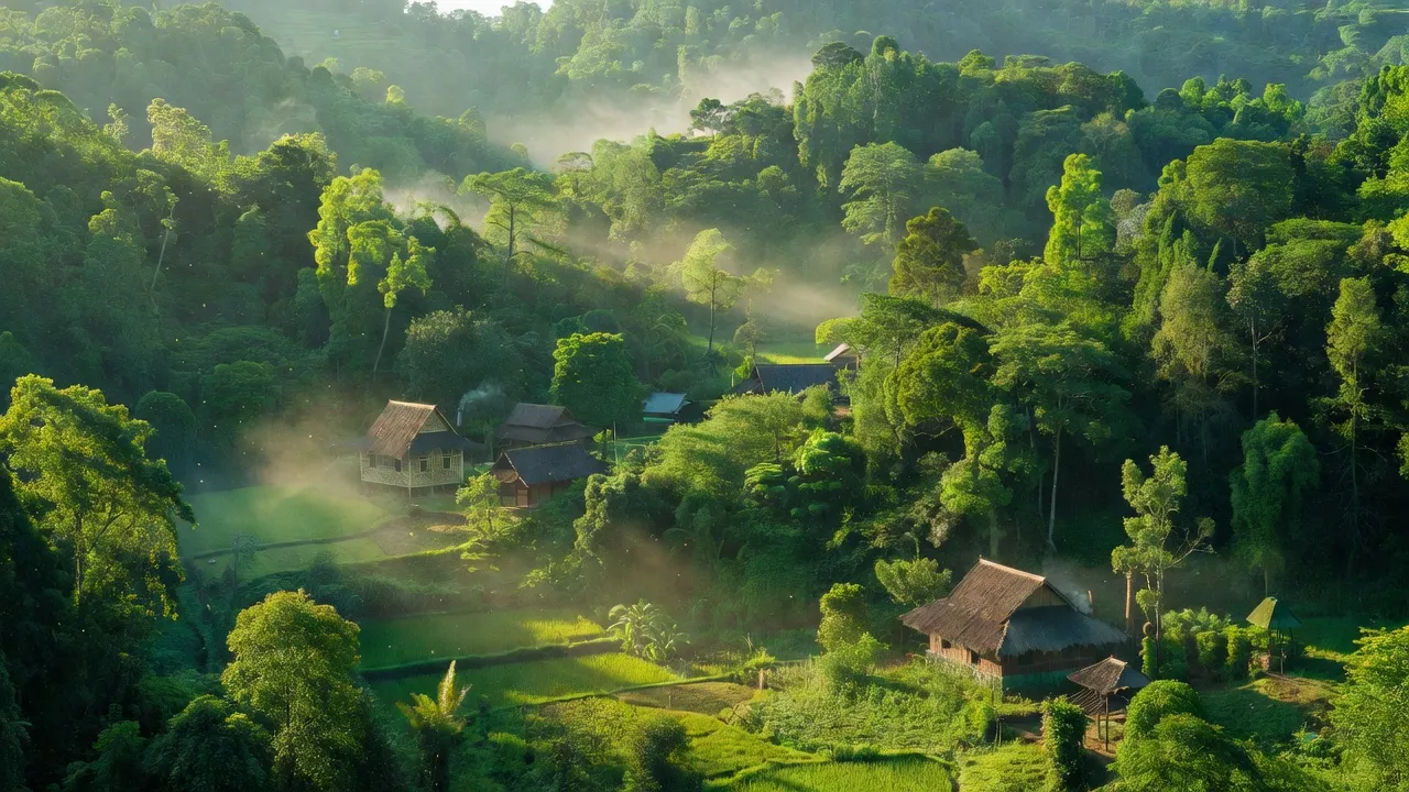 Khung cảnh thiên nhiên xã Ngọc Tem, huyện Kon Plông, tỉnh Kon Tum với rừng và đồi xanh.
