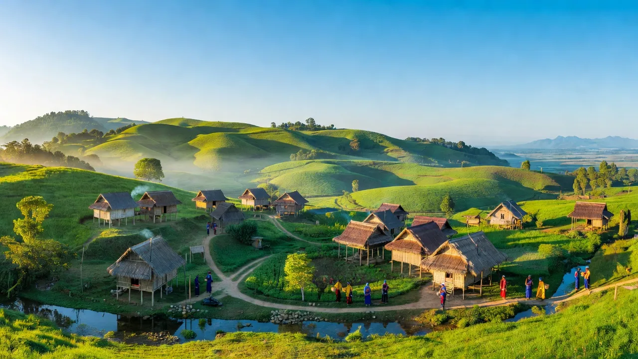 Khung cảnh thiên nhiên Đắk Kan, huyện Ngọc Hồi, tỉnh Kon Tum với đồi núi xanh tươi.