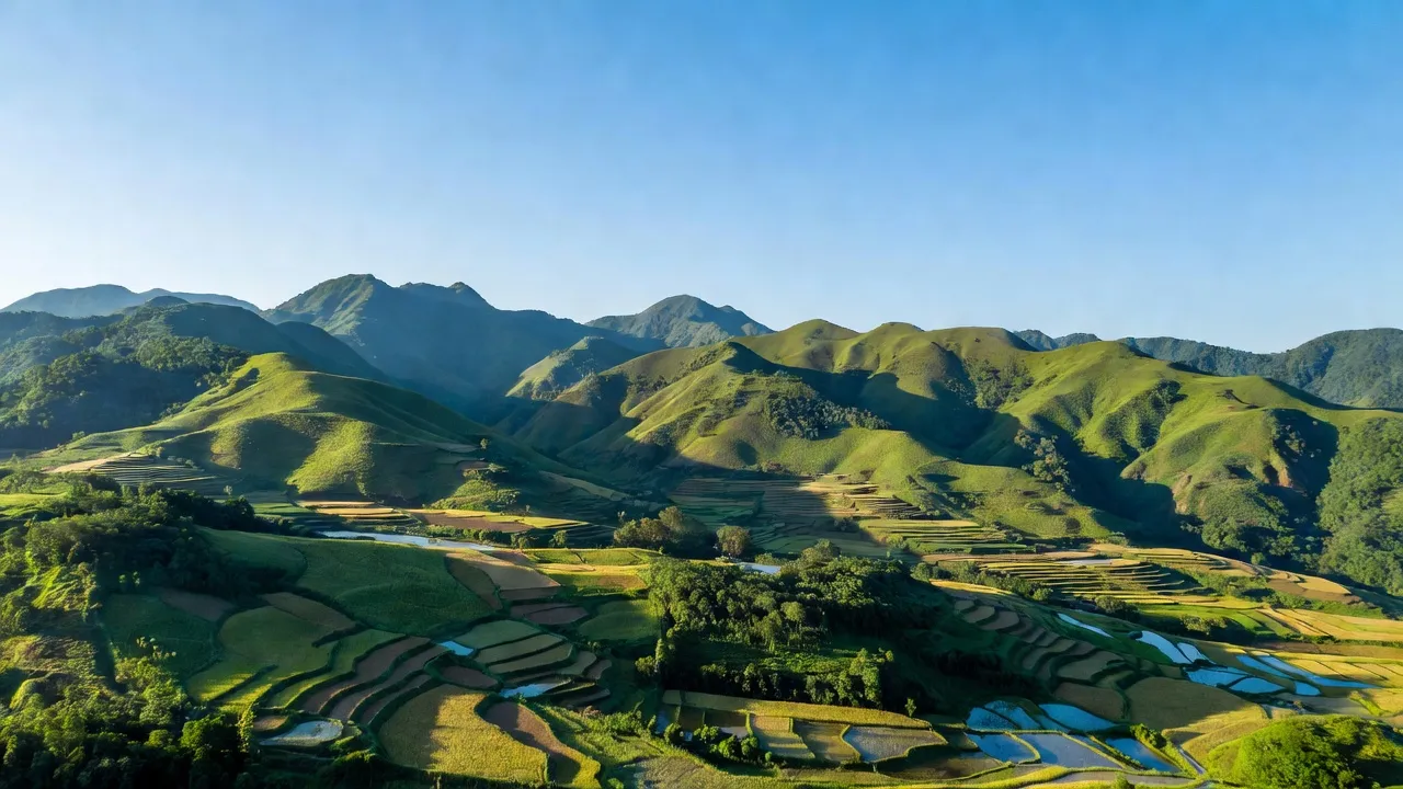 Khung cảnh núi non xanh tươi tại Xã Tê Xăng, Huyện Tu Mơ Rông, Tỉnh Kon Tum.