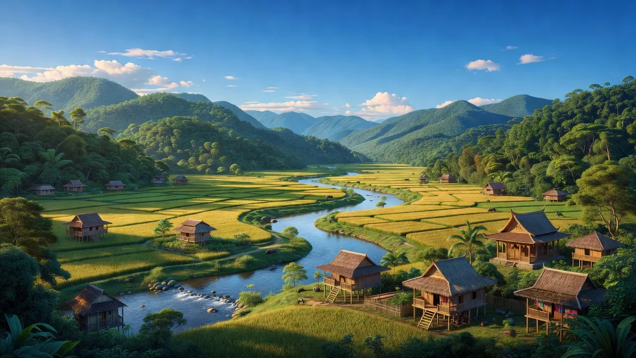 Phong cảnh tuyệt đẹp của Kon Tum với núi rừng, cánh đồng và văn hóa bản địa.
