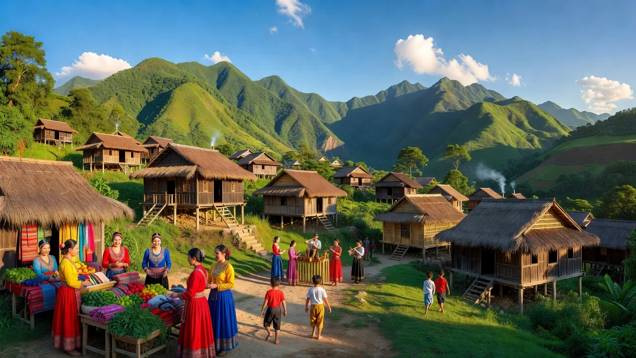 Bum Tở village in Mường Tè, Lai Châu, featuring mountains, ethnic houses, and rich culture.