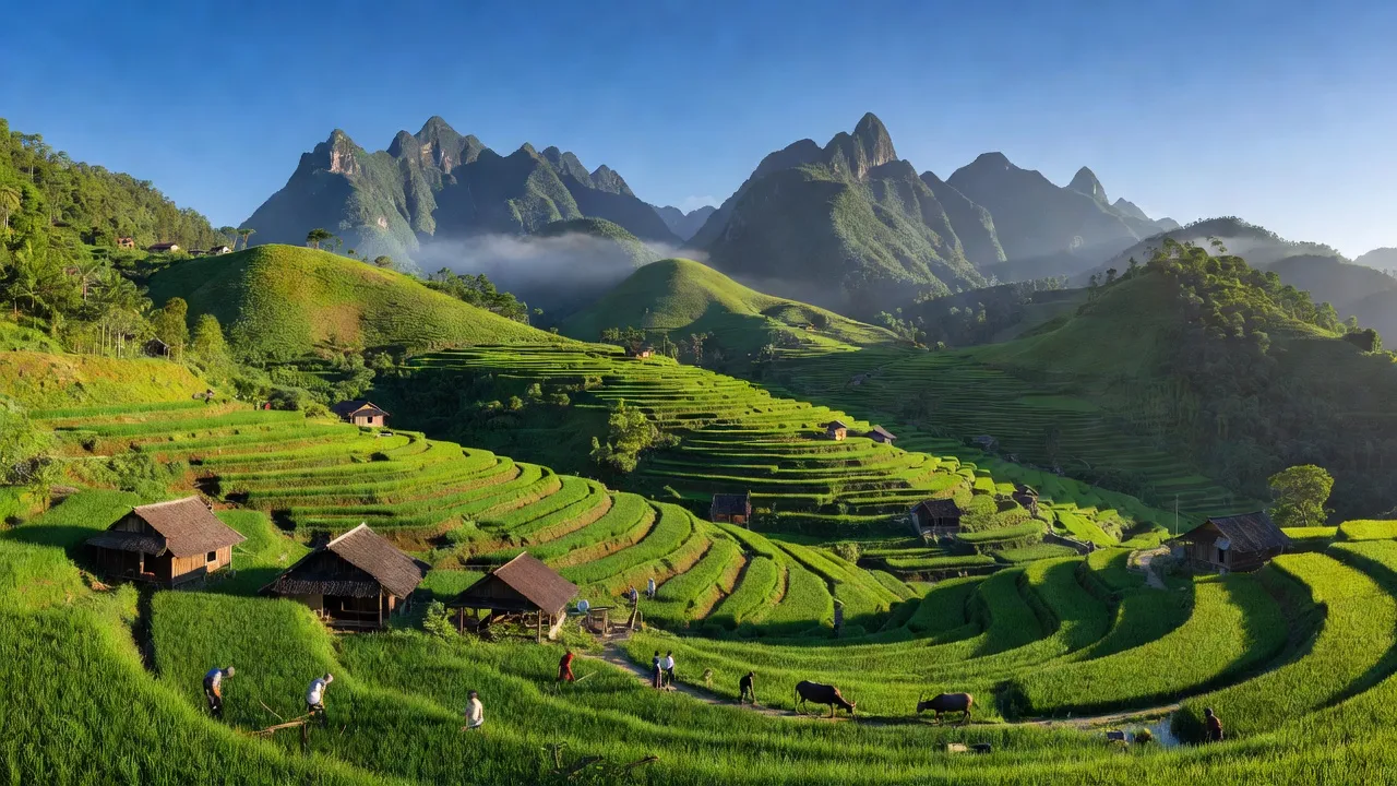 Khung cảnh thiên nhiên tuyệt đẹp ở xã Mù Cả, huyện Mường Tè, Lai Châu với núi non hùng vĩ.
