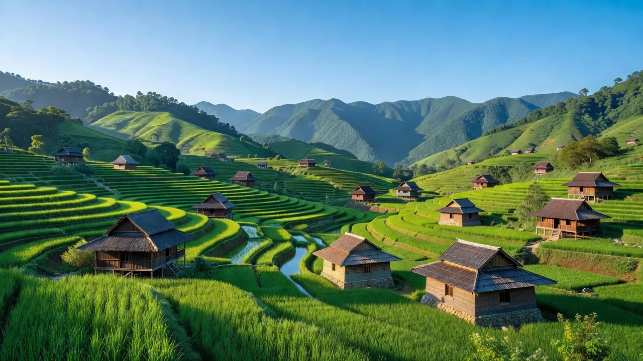 Phong Thổ huyện Lai Châu, cảnh quan núi non xanh tươi và văn hóa dân tộc Thái, Mông.