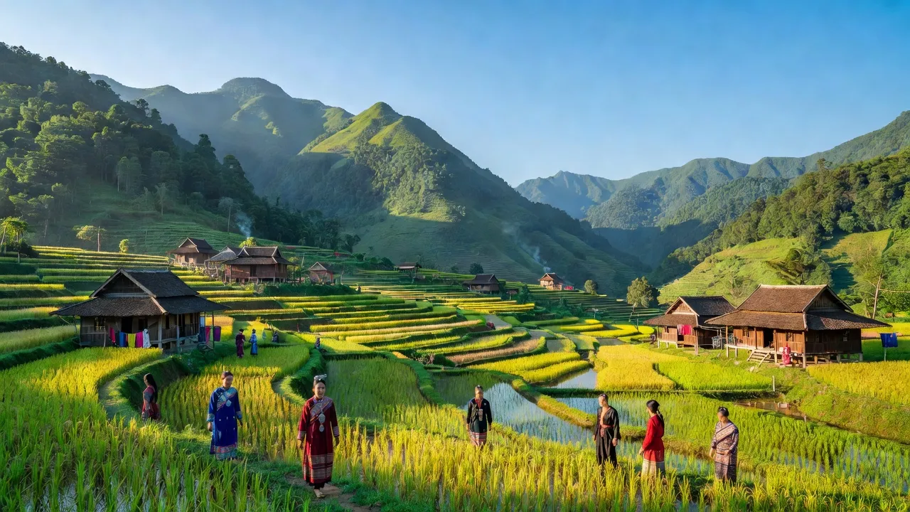 Phong Thổ huyện Lai Châu, cảnh thiên nhiên núi non và văn hóa dân tộc Thái, Mông.