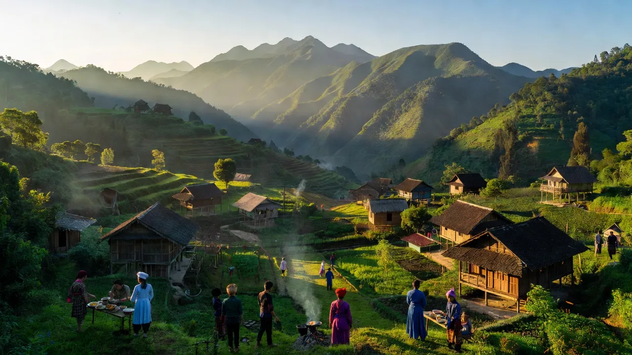 Xã Bản Lang, Huyện Phong Thổ, Lai Châu, cảnh quan thiên nhiên và cuộc sống của người Thái, Dao, Mông.