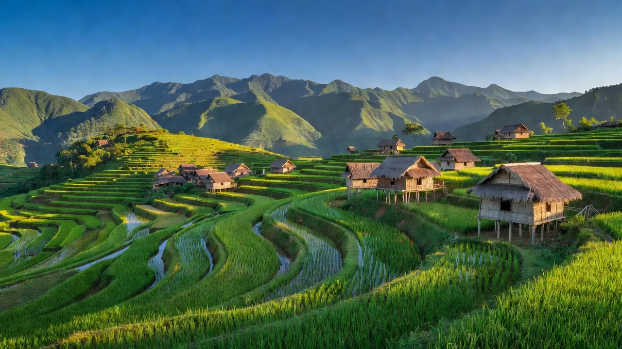Cảnh đẹp xã Phăng Sô Lin, huyện Sìn Hồ, Lai Châu với ruộng bậc thang và nhà sàn truyền thống.