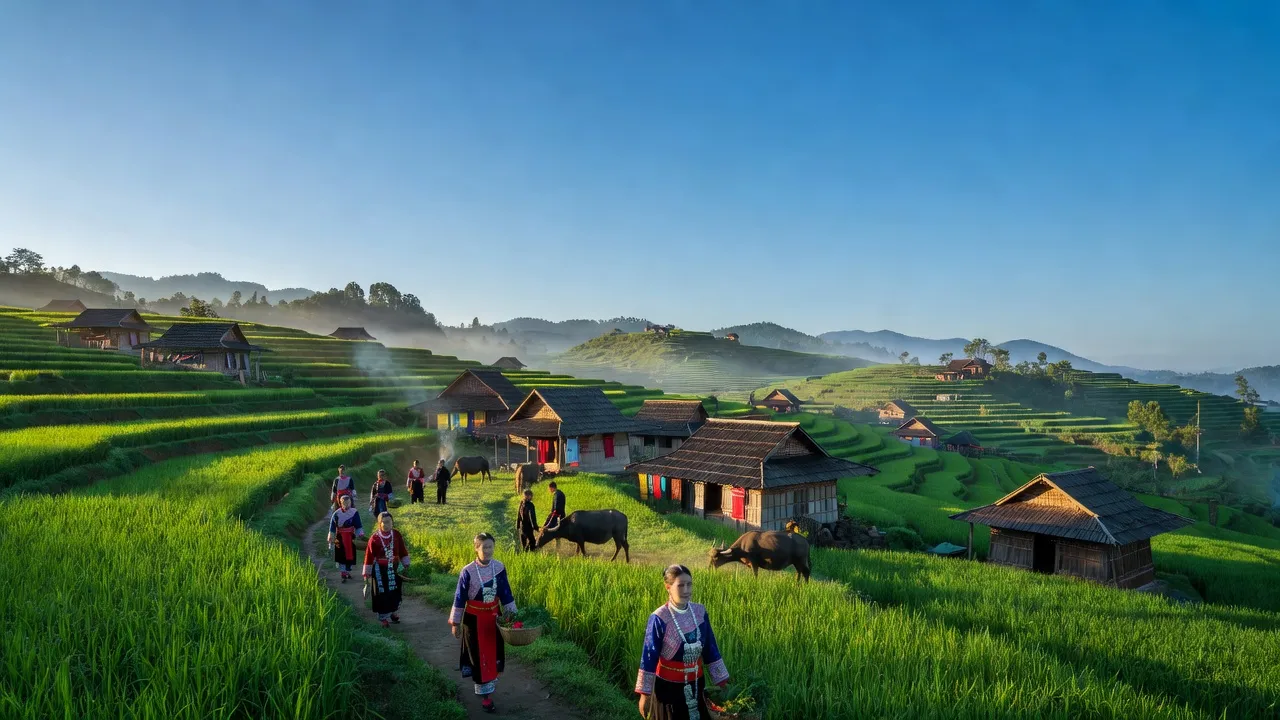 Khung cảnh xanh tươi ở Pu Sam Cáp, huyện Sìn Hồ, tỉnh Lai Châu, nơi sinh sống của dân tộc Mông.