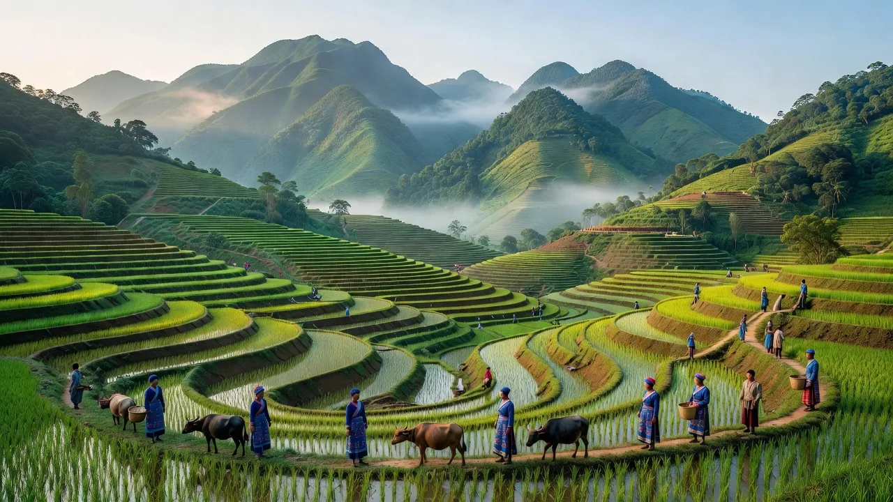 Cảnh đẹp xã Hua Nà, huyện Than Uyên với ruộng bậc thang và bản sắc dân tộc Thái.