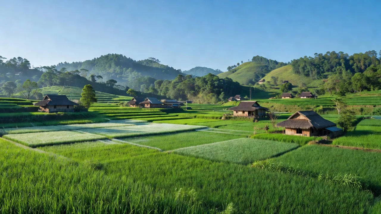 Cảnh đẹp xã B' Lá, huyện Bảo Lâm, tỉnh Lâm Đồng với những cánh đồng xanh tươi.