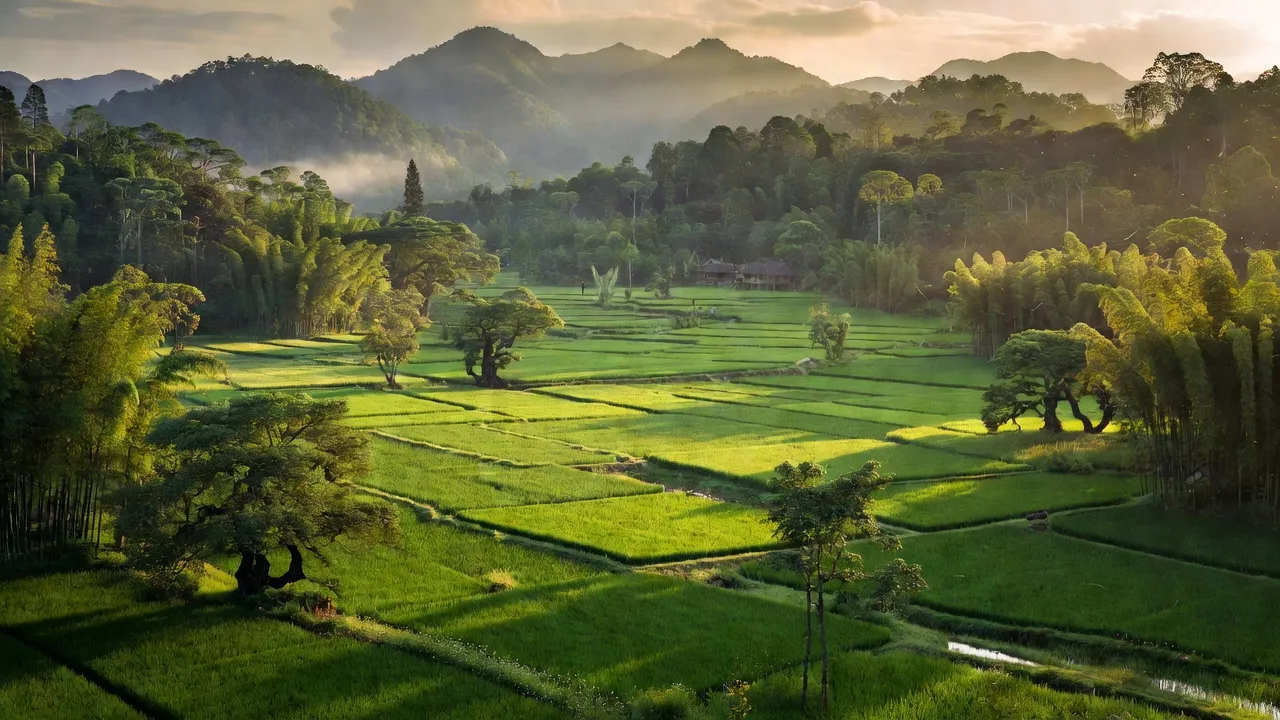 Cảnh quan xã Lộc Phú, huyện Bảo Lâm, tỉnh Lâm Đồng với vùng nông thôn xanh tươi.
