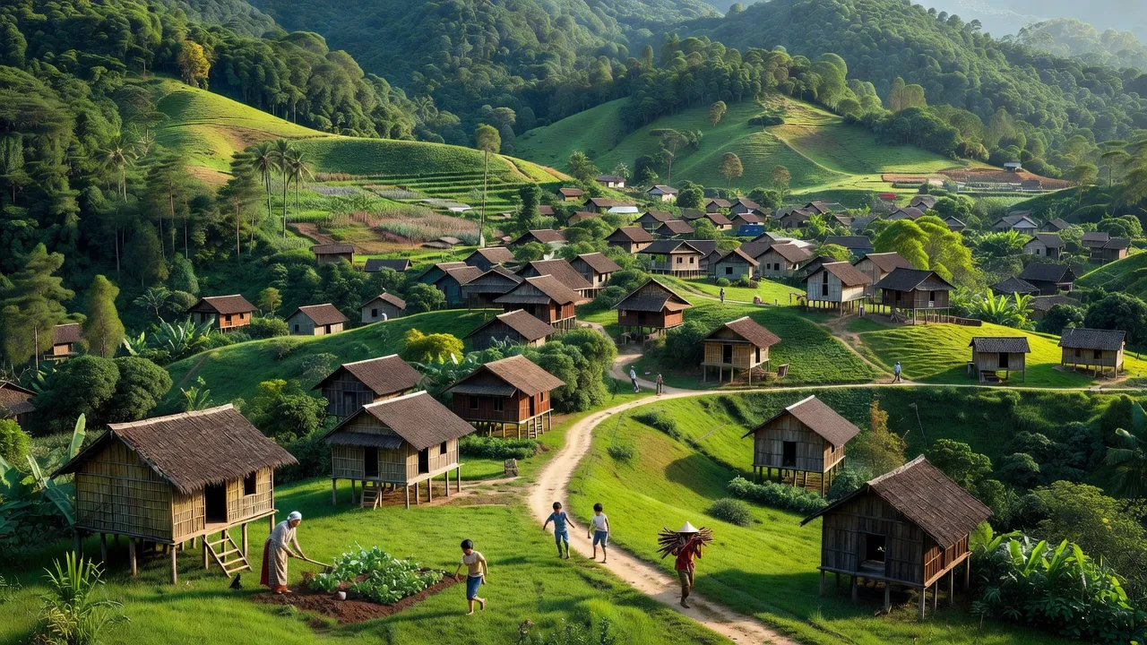 Thị trấn Đạ M'ri, huyện Đạ Huoai, Lâm Đồng với cảnh quan xanh tốt và cuộc sống hàng ngày.
