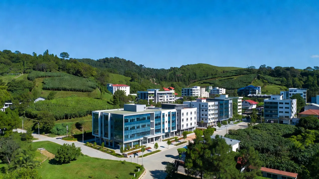 Hình ảnh sống động thị trấn Đạ Tẻh, huyện Đạ Huoai, tỉnh Lâm Đồng với cảnh sắc thiên nhiên tươi đẹp.