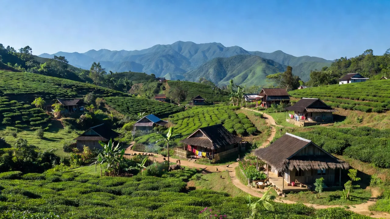 Khung cảnh xã Đức Phổ, huyện Đạ Huoai, tỉnh Lâm Đồng với phong cảnh thiên nhiên tươi đẹp.