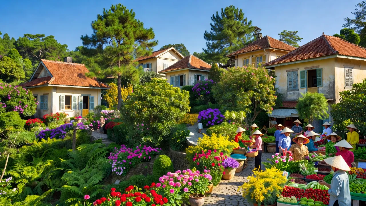 Khung cảnh Phường 10, Đà Lạt với thiên nhiên tươi đẹp và kiến trúc đặc sắc, mảnh đất du lịch nổi tiếng.