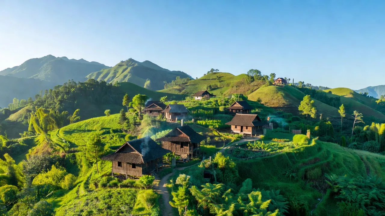 Khung cảnh núi non xanh tươi tại xã Đạ K'Nàng, huyện Đam Rông, tỉnh Lâm Đồng, Việt Nam.