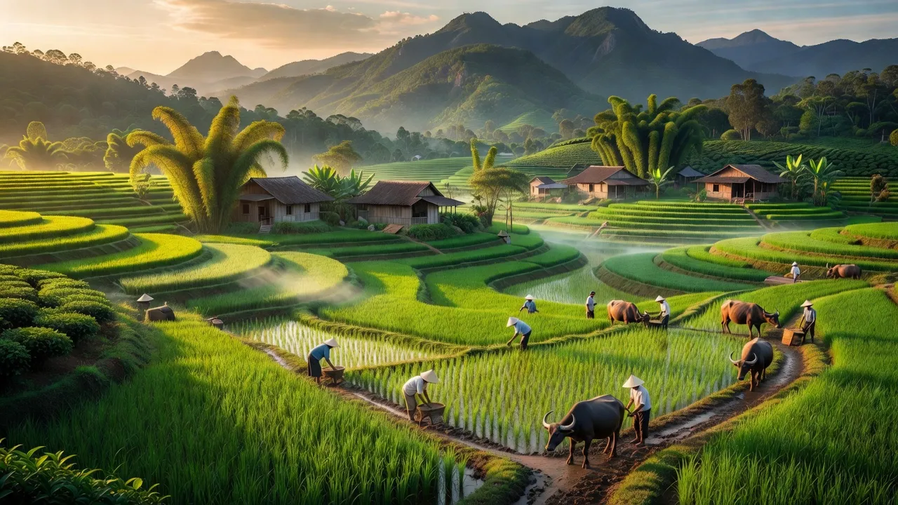 Quang cảnh xã Hòa Ninh, huyện Di Linh, tỉnh Lâm Đồng với phong cảnh thiên nhiên tươi đẹp.