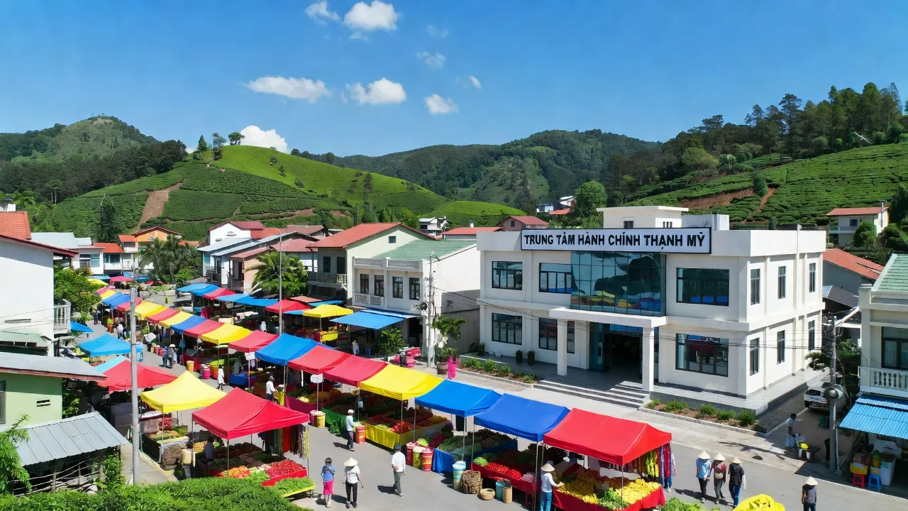 Thị trấn Thạnh Mỹ, huyện Đơn Dương, tỉnh Lâm Đồng, cảnh quan thiên nhiên và hoạt động kinh tế.