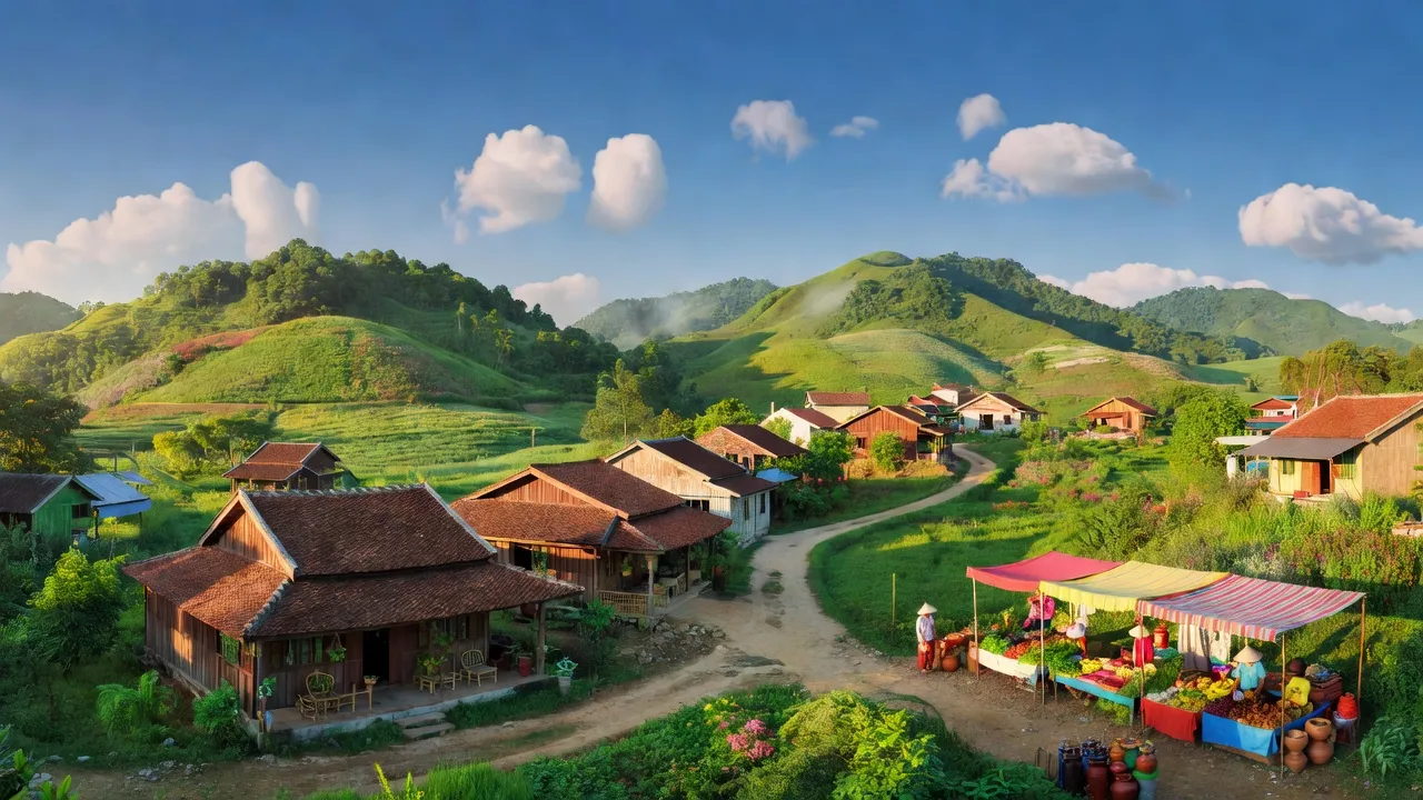 Thị trấn Liên Nghĩa, huyện Đức Trọng, tỉnh Lâm Đồng với cảnh quan xanh tươi và thị trấn nhộn nhịp.