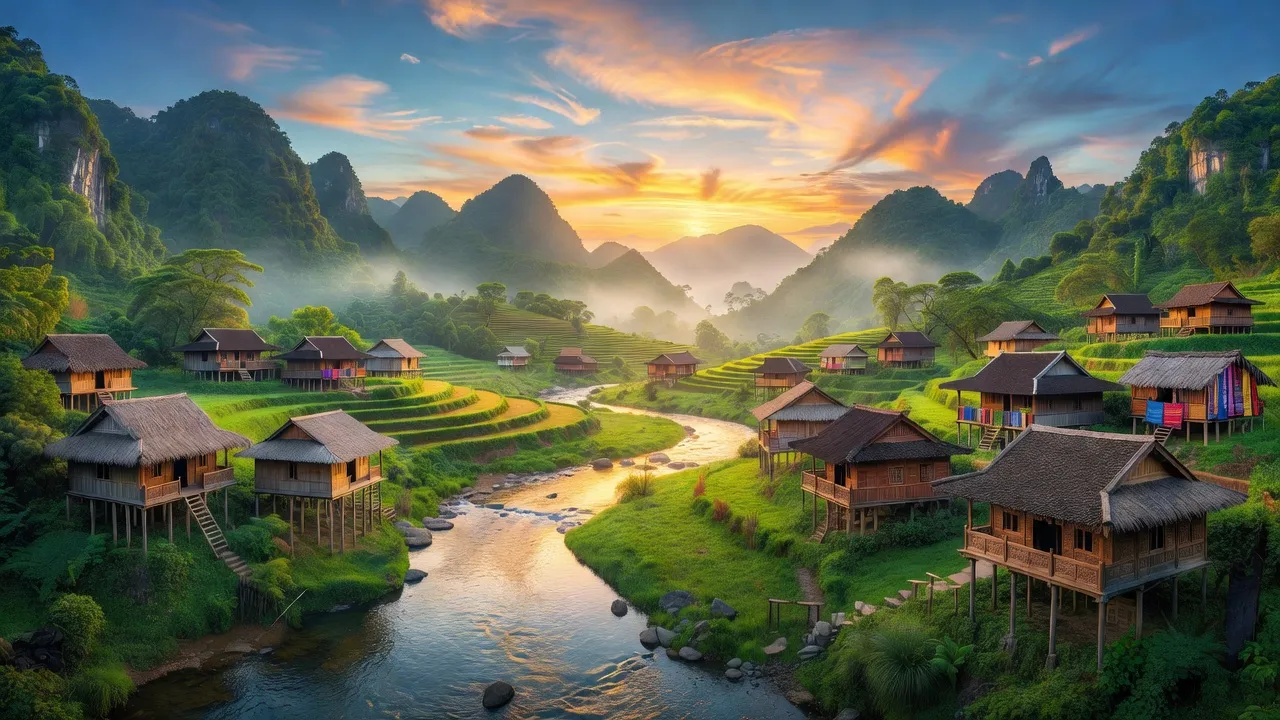 Cảnh đẹp Xã Đồng Ý, huyện Bắc Sơn, tỉnh Lạng Sơn với thiên nhiên núi non và dòng suối.