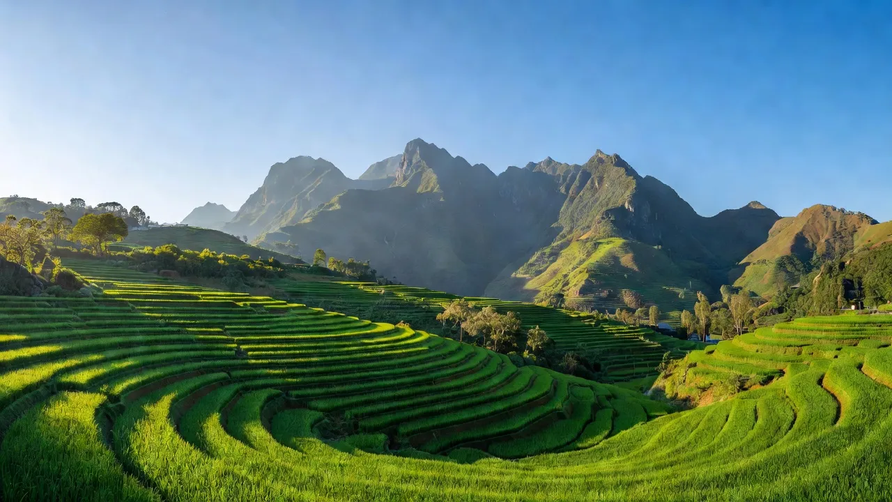 Cảnh đẹp miền núi tại xã Nhất Tiến, huyện Bắc Sơn, tỉnh Lạng Sơn với đồi núi và ruộng bậc thang.