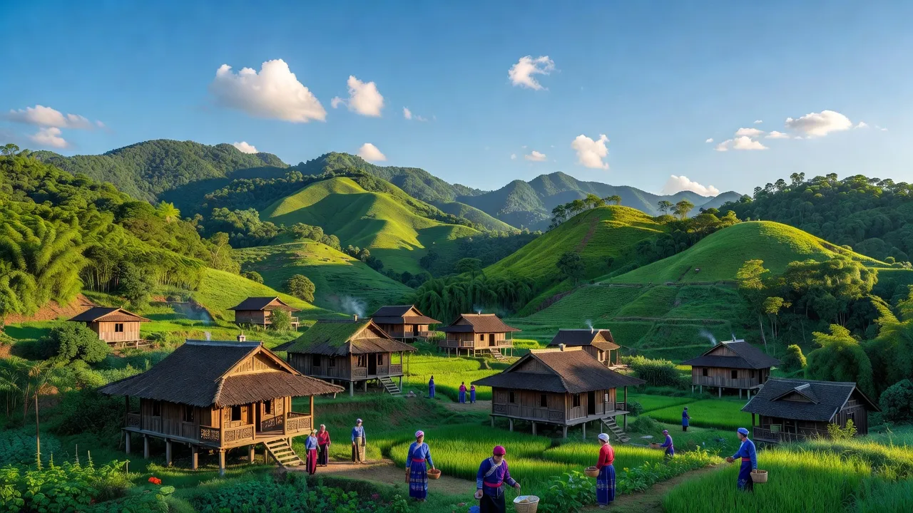 Khung cảnh huyện Bình Gia, Lạng Sơn với núi non xanh tươi và nhà sàn truyền thống, cộng đồng dân tộc.