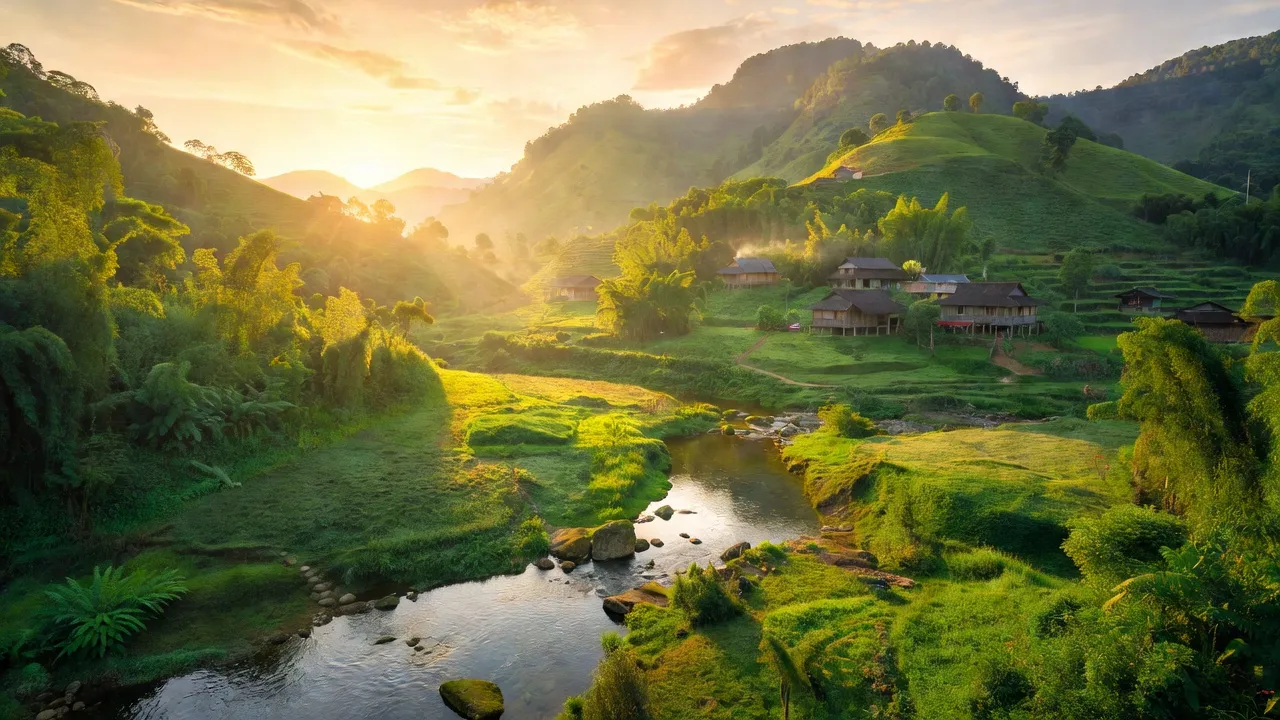 Xã Lâm Sơn, huyện Chi Lăng, tỉnh Lạng Sơn với đồi núi xanh và dòng suối bình yên.