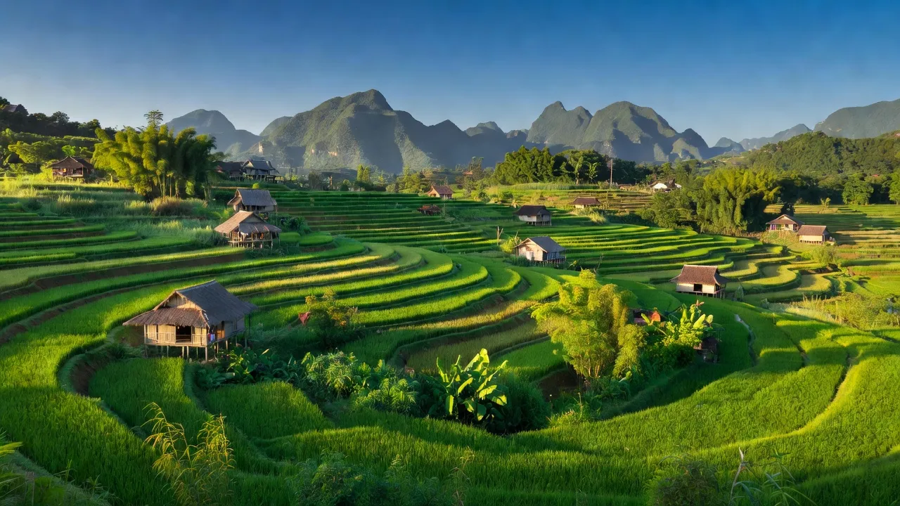 Cảnh đẹp xã Liên Sơn, huyện Chi Lăng, tỉnh Lạng Sơn với ruộng bậc thang và núi non hùng vĩ.